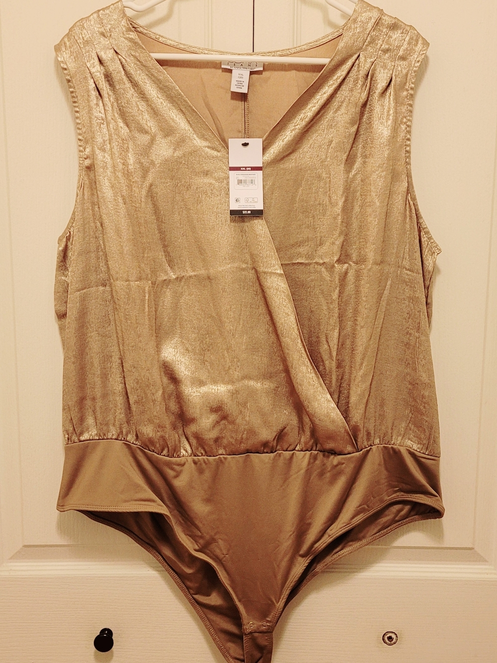 Sofia Metallic Gold Surplice Bodysuit